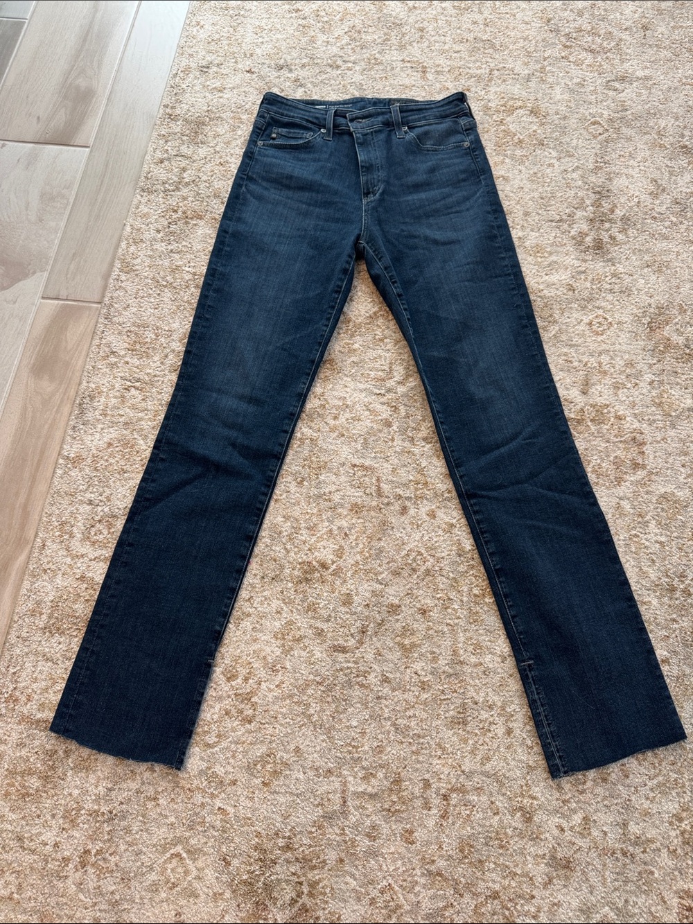 AG Mari Extended High-rise slim straight dark blue jeans